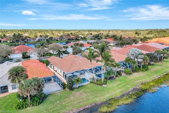 Birds eye view of property featuring a water view and a residential view
