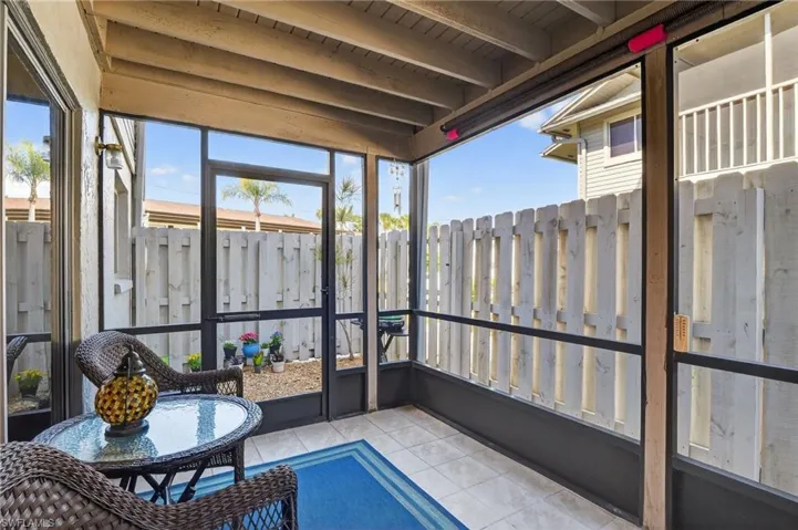 Spacious lanai with view of the open patio