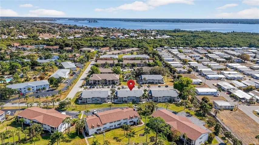 Aerial view showing the Caloosahatchee River