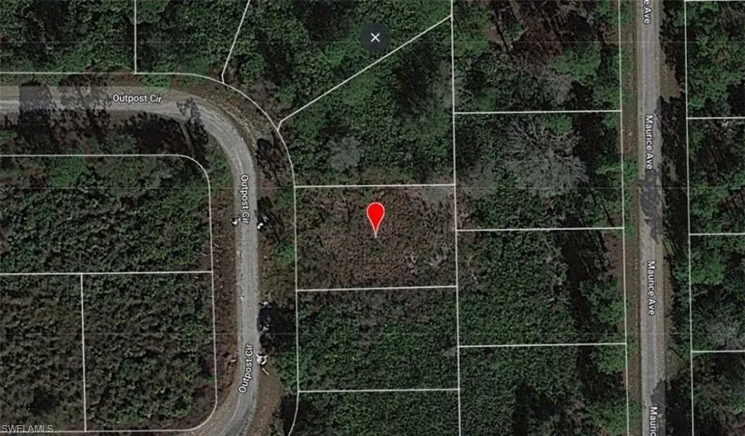 Aerial view of property's location with property boundaries highlighted