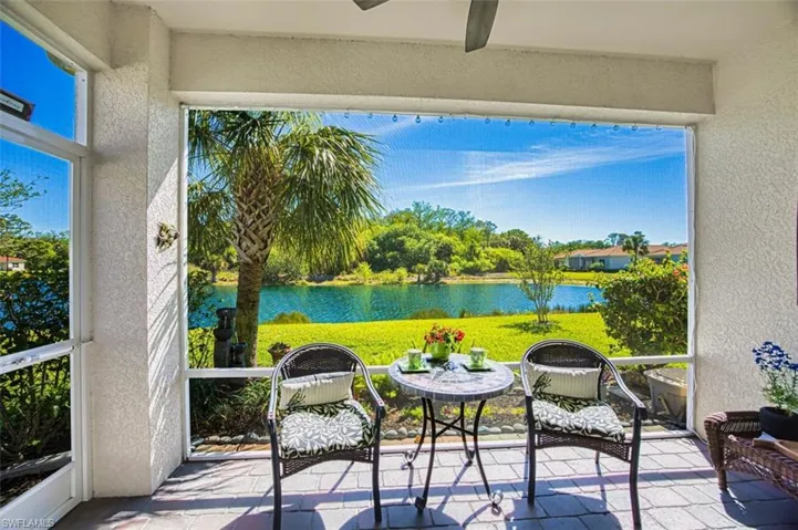 Spacious screened in lanai with water view
