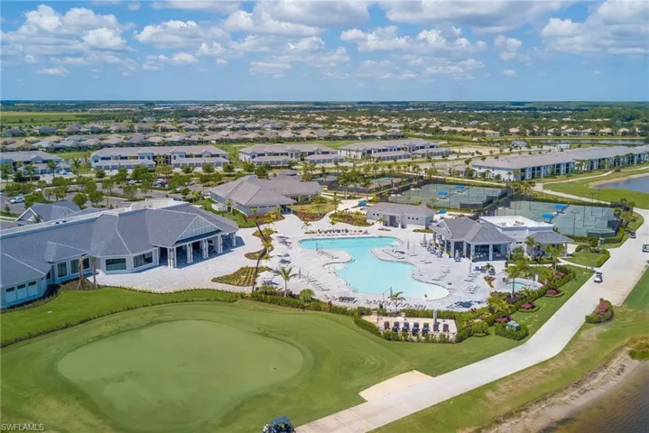 Drone / aerial view of a pool