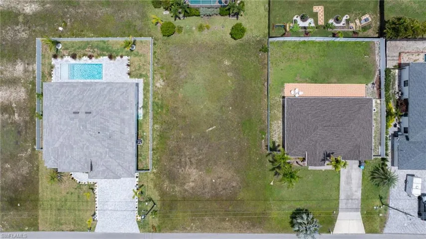 Aerial view of a pool