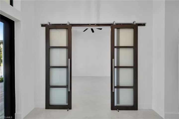Interior details featuring a barn door