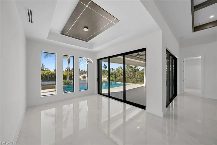 Spare room with plenty of natural light and a tray ceiling
