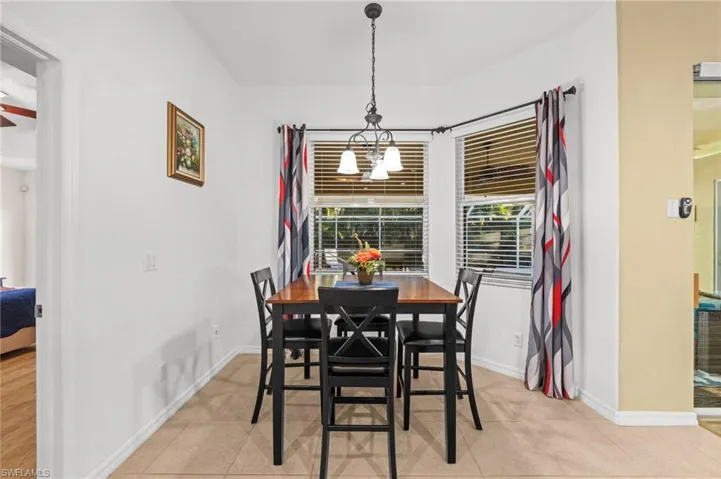 Bay window featuring three large windows with horizontal blinds