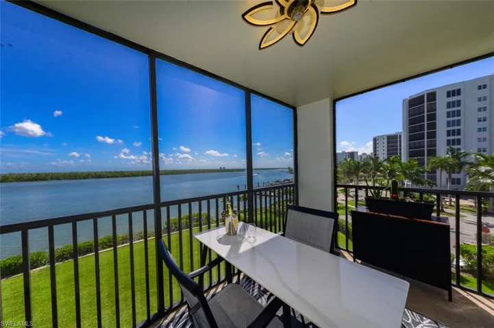 ESTERO BAY VIEWS FROM THE TILED AND SCREENED 2-SIDED LANAI