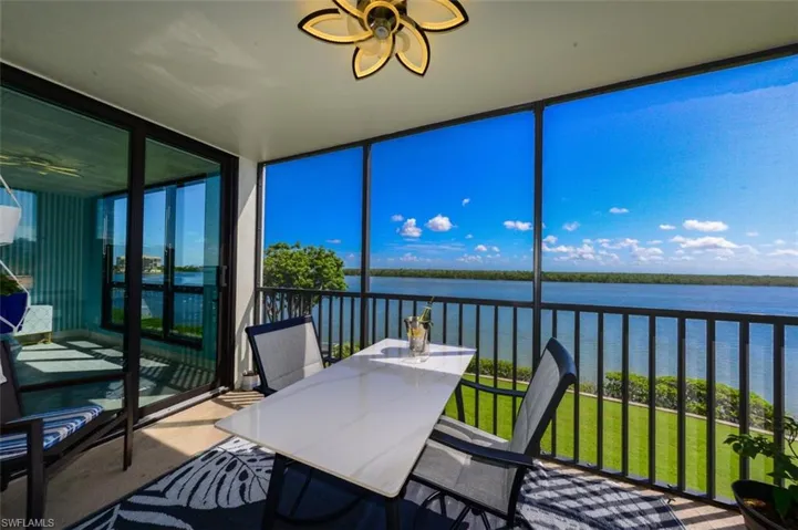 ESTERO BAY VIEWS.  ENTRANCE TO OWNER'S SUITE IS SHOWN AT LEFT.