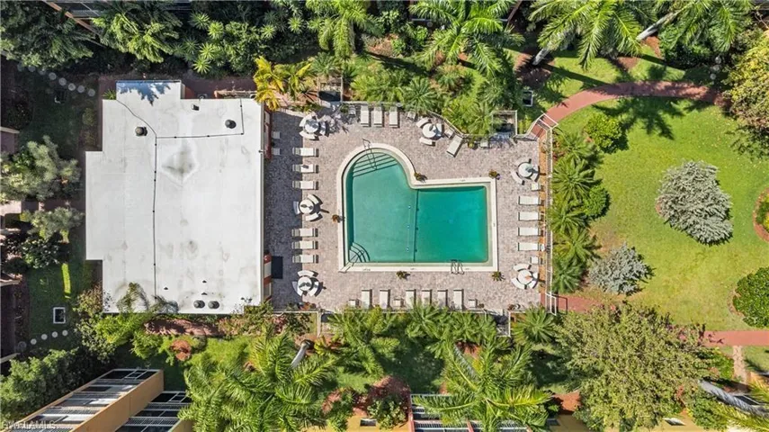 Aerial view of a pool