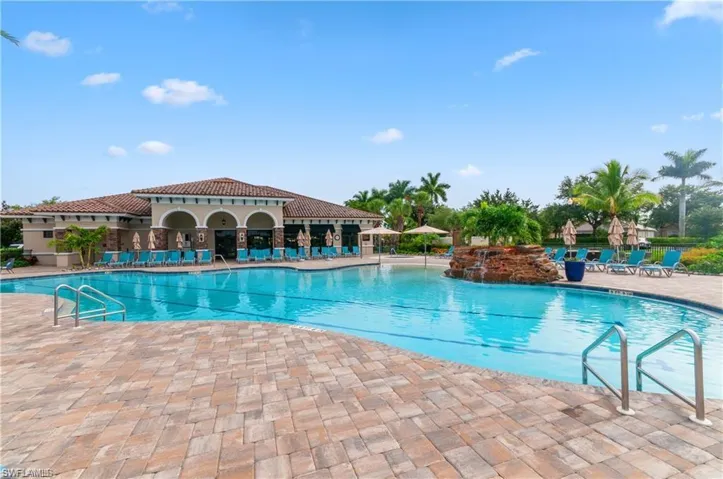 Community pool featuring a patio
