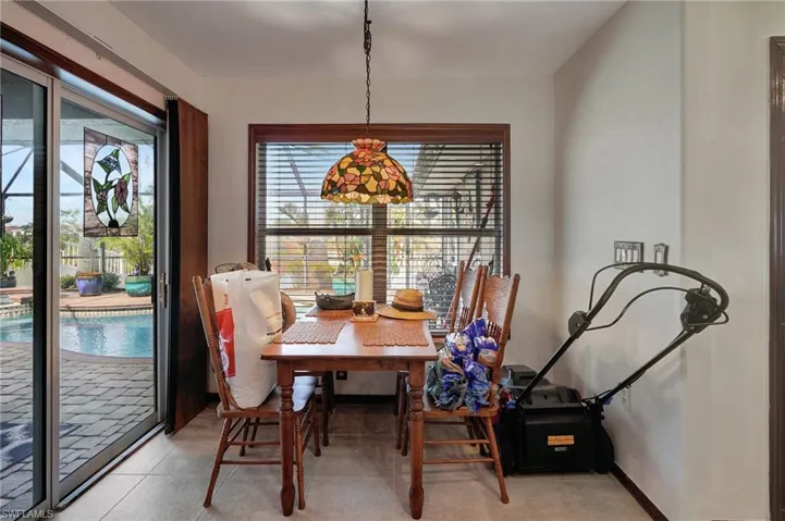 View of tiled dining area