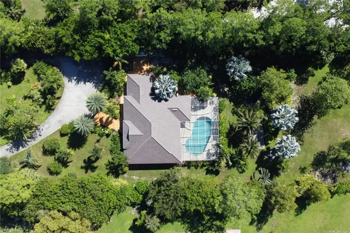 Aerial view of a pool area