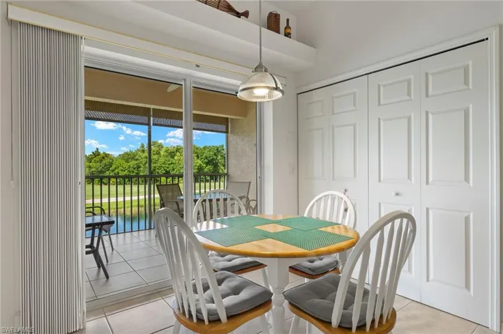 View of tiled dining room