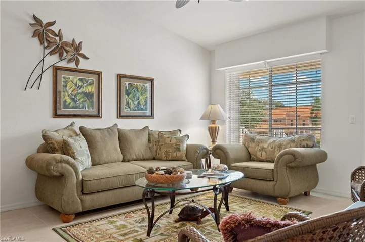 View of tiled living room