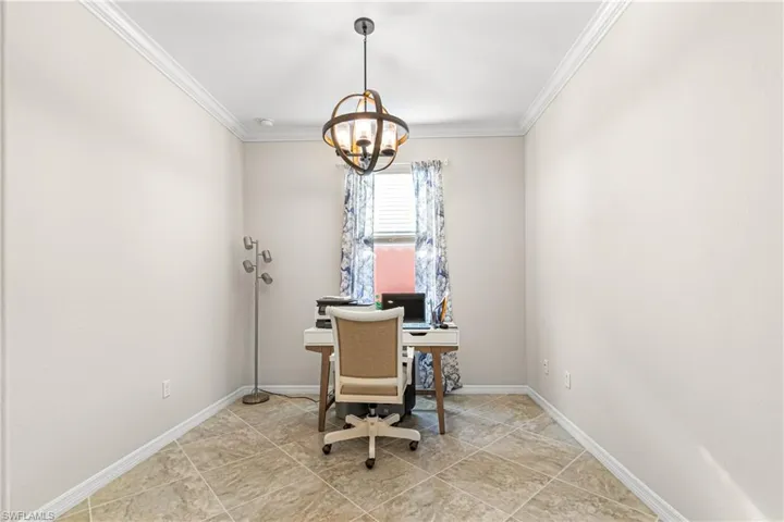 THE 4TH BEDROOM WAS CREATED INTO AN OFFICE WITH GREAT MODERN LIGHTING & CROWN MOLDING!