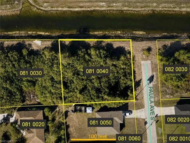 Aerial Lot Map. Displaying property boundaries, parcel identification numbers, and street names