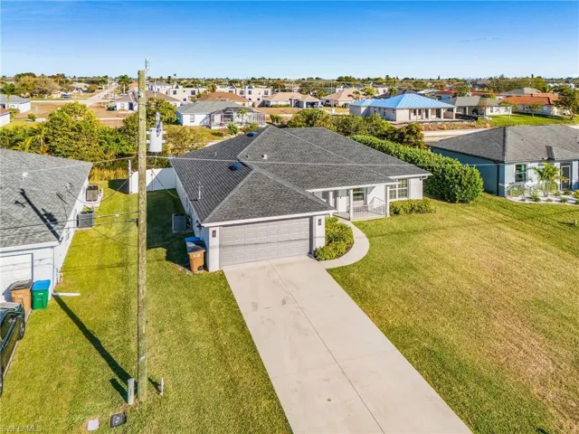 Aerial perspective of suburban area
