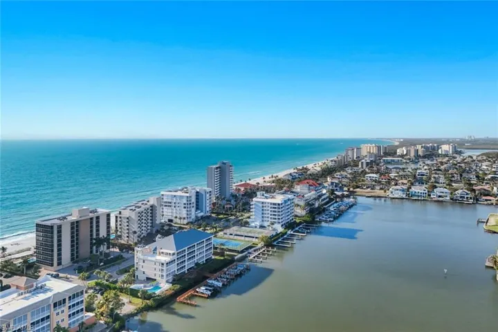View of urban area with a large body of water