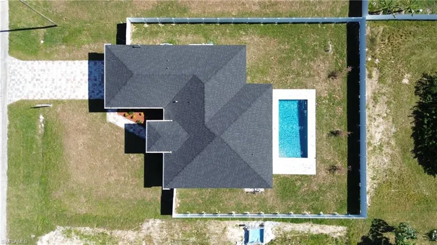 Drone / aerial view of a pool