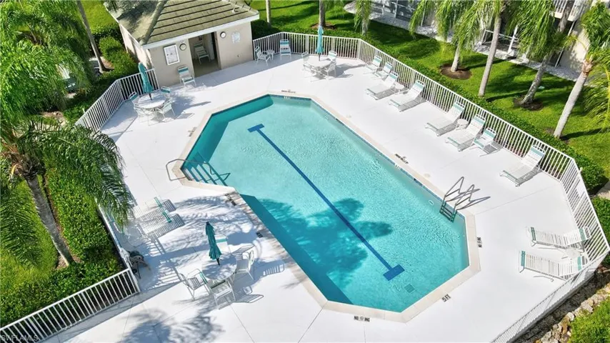 The community pool is just steps away