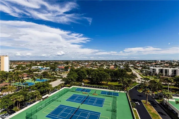 Drone / aerial view with a city view