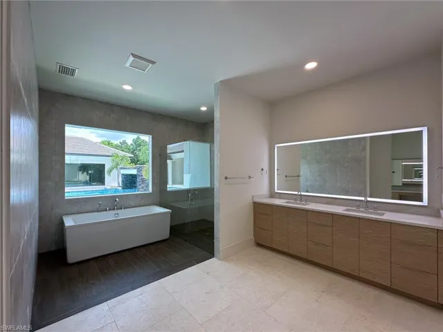 Primary bathroom with double sinks