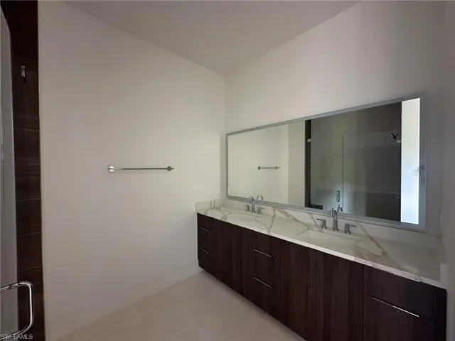 Cabana bathroom with double sinks