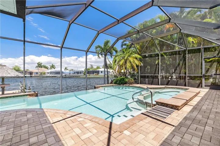 Pool with lake view