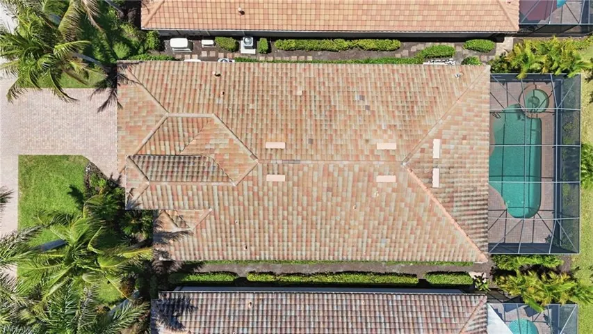 Terracotta tile roof with hip and valley lines