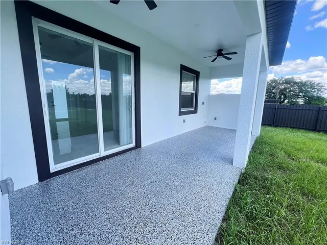 View of patio / terrace featuring a ceiling fan