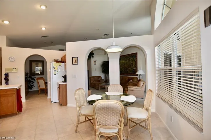 View of tiled dining room