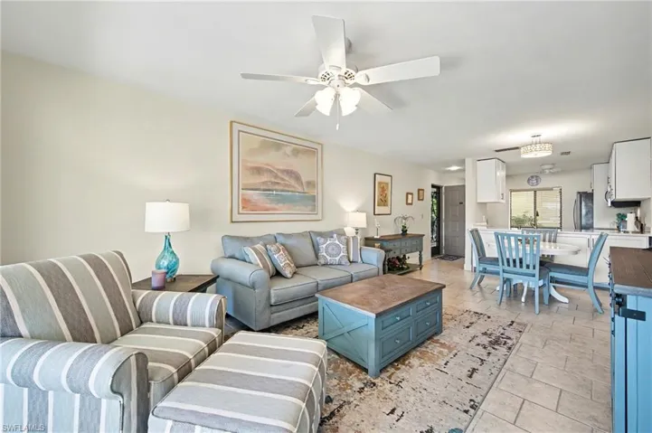 Living area with a view to dining kitchen