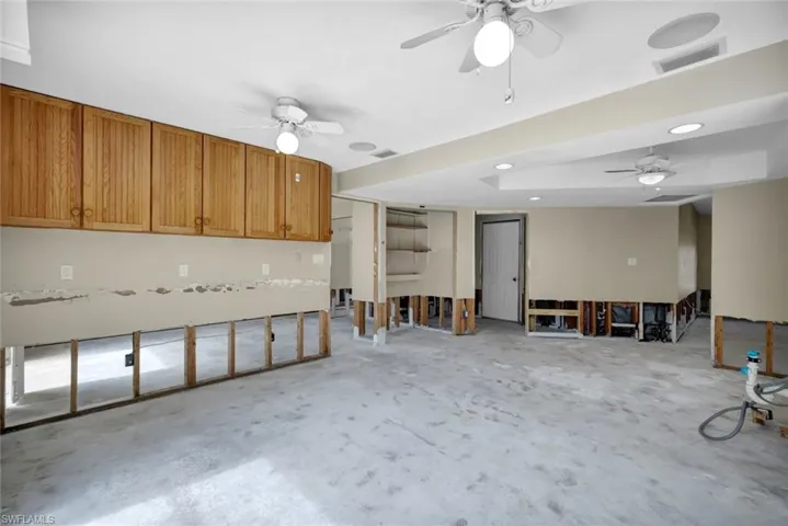 Large kitchen with tray ceiling.