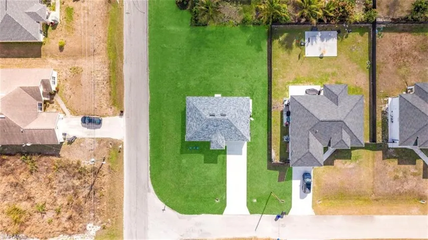 Aerial perspective of suburban area
