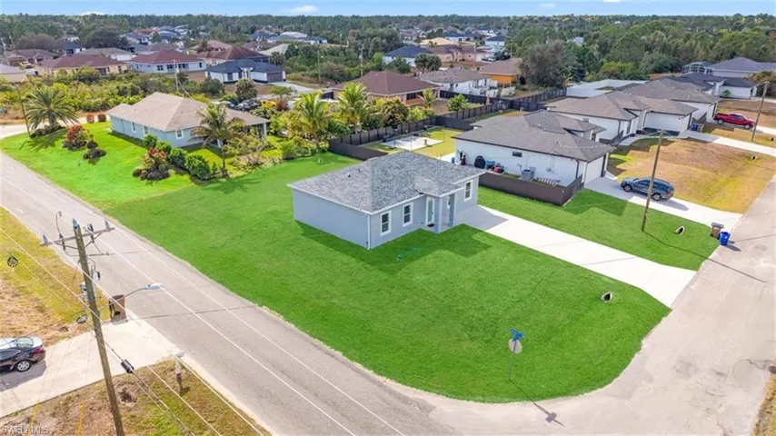 Aerial perspective of suburban area