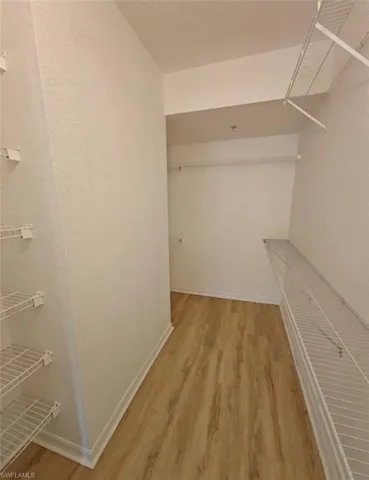Spacious closet with light wood finished floors
