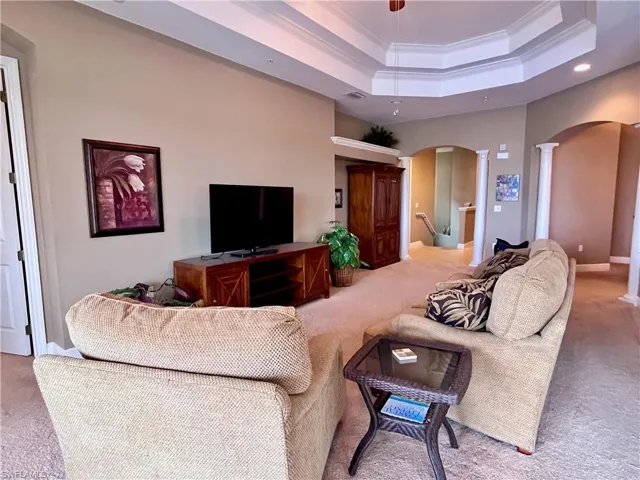 Spacious open concept living area with waterfront views and super sunrises.