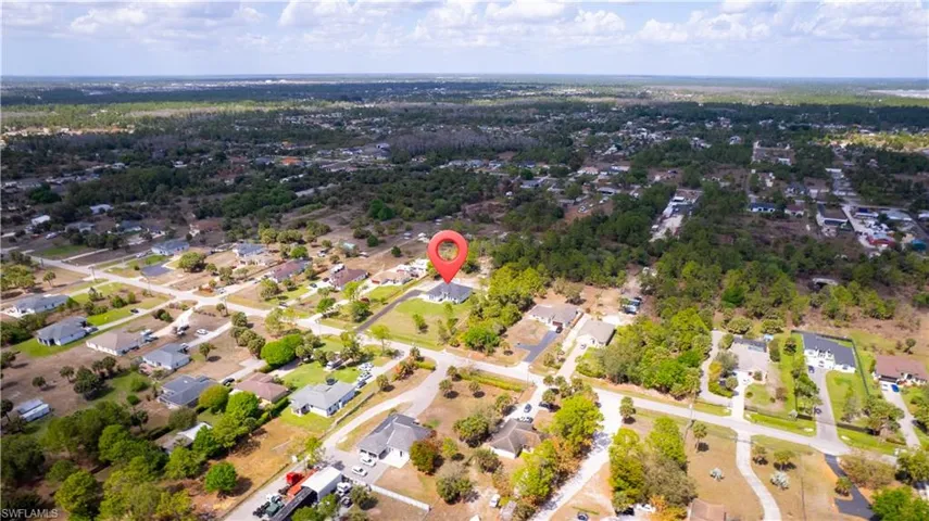 Aerial perspective of suburban area