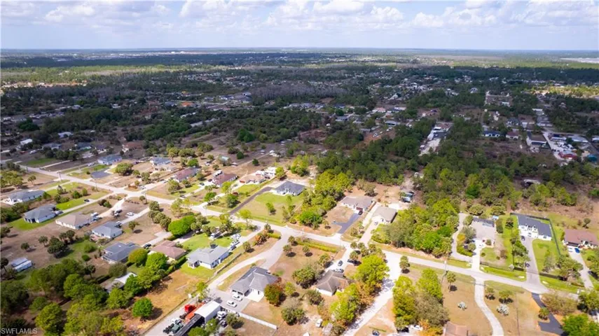 Aerial perspective of suburban area