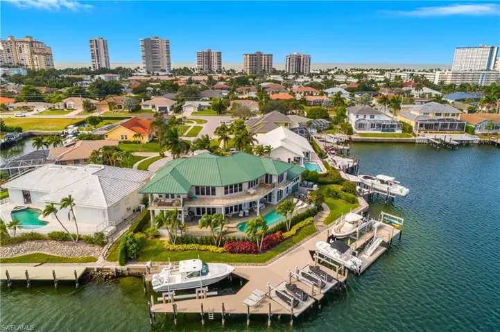 View of urban area with a large body of water