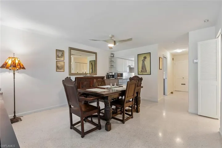 Dining area featuring ceiling fan