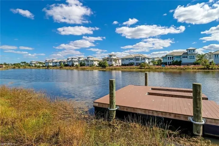 Dock area featuring a residential view and a water view