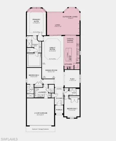 Structural options added include: Gourmet kitchen, casual dining extension, bay window at primary suite, tray ceiling at primary suite and gathering room, extended covered lanai, 10' ceilings, and 4' garage extension.