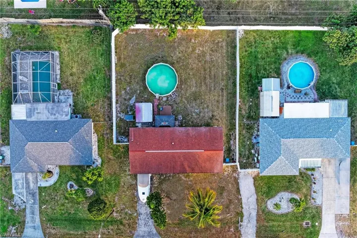 Aerial view of a pool