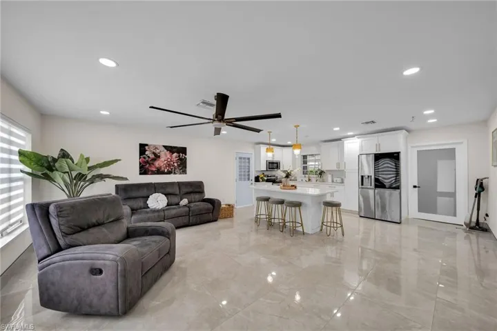 Living room with ceiling fan