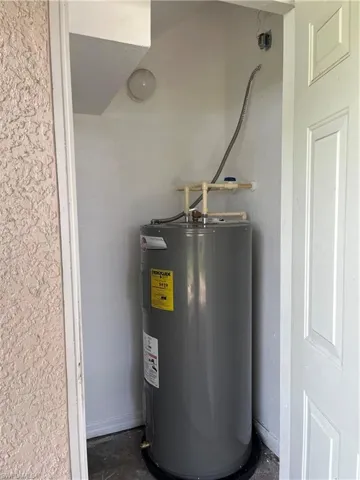 Utility room with electric water heater