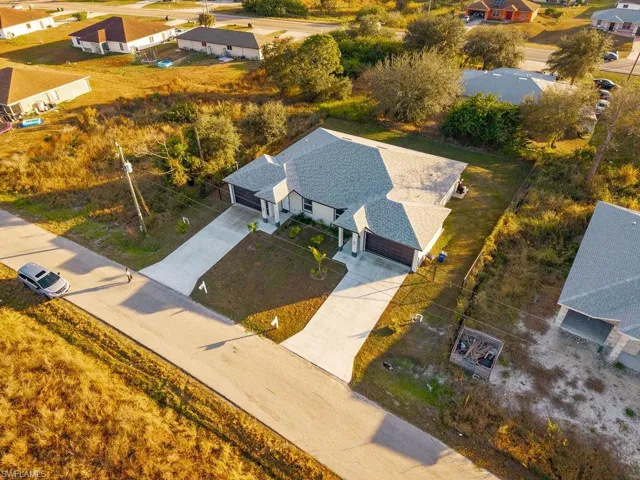 Aerial perspective of suburban area