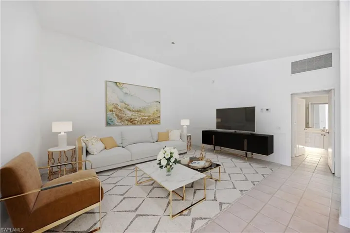 Large Living room with volume ceiling (Virtually Staged)