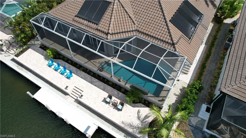 Aerial view of a pool