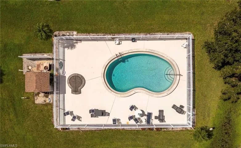 Drone / aerial view of a pool